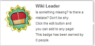 Hover text for requirements of "Wiki Leader"