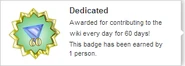 Hover text for earning "Dedicated"