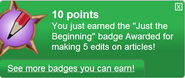 Earning "Just the Beginning" badge