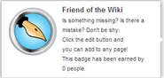 Hover text for requirements of "Friend of the Wiki"