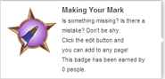 Hover text for requirements of "Making Your Mark"