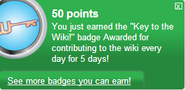 Earning the "Key to the Wiki!" badge