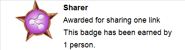 Hover text for earning "Sharer"