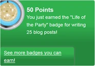 Earning the "Life of the Party" badge