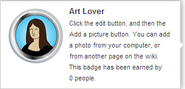 Hover text for requirements of "Art Lover"