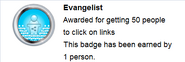 Hover text for earning "Evangelist"