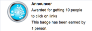 Hover text for earning "Announcer"