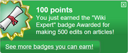 Wiki Expert (earned).png (49 KB) Earning the "Wiki Expert" badge
