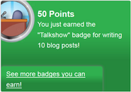 Earning the "Talkshow" badge