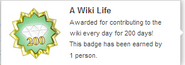 Hover text for earning "A Wiki Life"