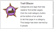 Hover text for requirements of "Trail Blazer"