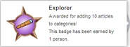 Hover text for earning "Explorer"