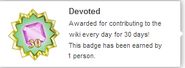 Hover text for earning "Devoted"