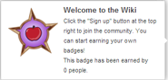 Welcome to the Wiki (un-hover).png (12 КБ) Hover text for requirements of "Welcome to the Wiki"