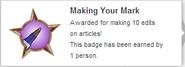 Hover text for earning "Making Your Mark"