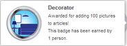 Hover text for earning "Decorator"