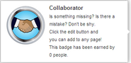 Hover text for requirements of "Collaborator"