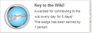 Hover text for earning "Key to the Wiki!"