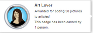 Hover text for earning "Art Lover"