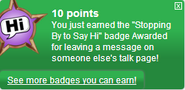 Earning the "Stopping By to Say Hi" badge