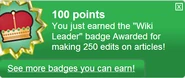 Wiki Leader (earned).png (49 КБ) Earning the "Wiki Leader" badge