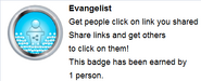 Hover text for requirements of "Evangelist"