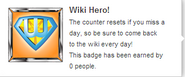 Hover text for requirements of "Wiki Hero!"