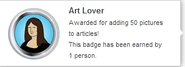 Hover text for earning "Art Lover"