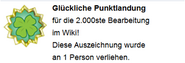 Hovertext für Verleihung von "Glückliche Punktlandung"