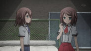 Hideyoshi wearing his sister's uniform