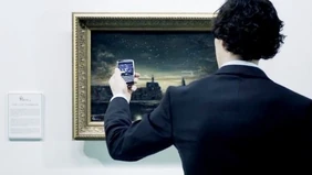 Sherlock examines the Lost Vermeer.