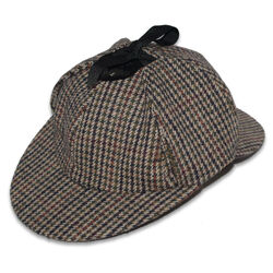 CosplaySherlock Holmes Deerstalker Country Tweed Check Ear Flaps Hunting Cap Hat 
