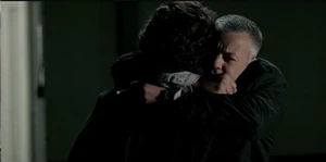Greg hugging Sherlock when they reunite (The Empty Hearse)