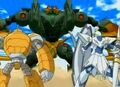 Wolfurio and Boulderon fighting against Braxion