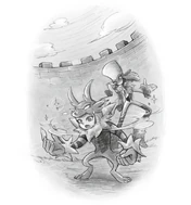 Balan teaches Leo how to use costumes- in this case, Tornado Wolf.