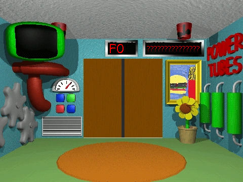 Baldi basics character sitting in a chair