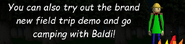 The Kickstarter banner of Baldi's Basics - Field Trip demo: Camping.