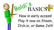 Baldi's Basics Plus early access announcement image in the Kickstarter page.