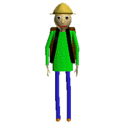Baldi idling in his camping outfit.