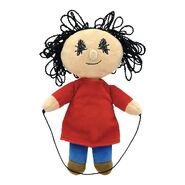 Playtime's beanie doll. Note the smaller nose and all-black hair.