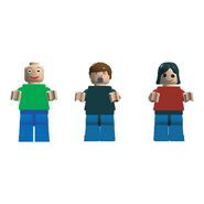 Prototype minifigures of Baldi, Principal of the Thing, and Playtime