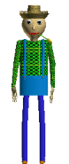 Baldi in his outfit for the farm field trip before entering.