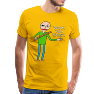 Baldi in the "You Exist!" T-shirt.