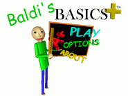 Baldi on the title screen.