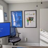 The Baldi's Basics Plus painting on Basically, Games!' office.