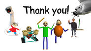 Arts And Crafters, along with half of the cast, in the "Thank you!" image after the game's Kickstarter was successful.