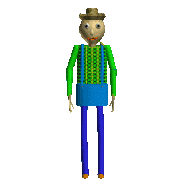 An unused animation for sad Baldi in his farming outfit that probably would appear when the player failed to bring the matching animals to the barn.