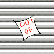 A gate texture with a paper written in red "OUT OF" text.