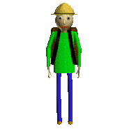 Sad Baldi in his camping outfit when the wrong group of firewood falls in the campfire.
