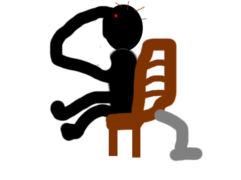 Baldi basics character sitting in a chair